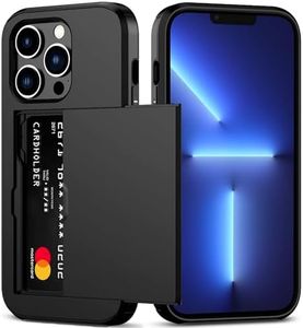 for iPhone 13 Pro Max Case with Card Holder (Store 2 Cards) Wallet Case Slim Dual Layer Heavy Duty Protective Shockproof Hidden Card Slot Phone Case for iPhone 13 Pro Max,Black