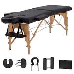 R A Products Portable Massage Table Massage Bed Spa Bed?84 Inch Height Adjustable Portable Tattoo Salon?Bed 250 Kg Capacity Carrying Case with Dust Bag (2 Folding, Black)