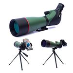 HINISO Spotting Scope 20-60x80 HD with Phone Holder, Tripod Stand & Carry Bag | BAK4 Prism, Fog & Waterproof | High Power Telescope for Long Distance, Bird Watching, Stargazing, Target Shooting