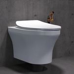 Kohler Spacity Wall Mounted Toilet | Rimless Western Toilet with Anti-Splash Ledge | Bathroom Commode with Eco-Flush Technology and Quiet-Close Lid | Fully Glazed, White, 795mm x 337mm
