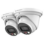 Amcrest 2-Pack UltraHD 4K (8MP) IP PoE AI Camera, 49ft Nightcolor, Security Outdoor Turret Camera, Built-in Mic, Human Detection, Active Deterrent, 129° FOV, 4K@15fps 2PACK-IP8M-2779EW-AI (White)