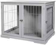 TRIXIE 29.5" Indoor Dog Crate, Wooden Crate Table for Dogs Up to 25 lb, Small Dog Kennel, Perfect in Any Room, Gray