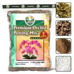 DUSPRO Orchid Potting Mix with Moss Pine Bark Mulch Perlite Stone & Coco Peat Natural Ingredients, Orchid Repotting Kit Drainage Indoor Potting Medium Great for Plant Root Climbing (2 Quarts)