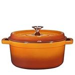 Bruntmor, Enameled Cast Iron Dutch Oven Casserole Dish 6.5 quart Large Loop Handles & Self-Basting Condensation Ridges On Lid (Pumpkin Spice)