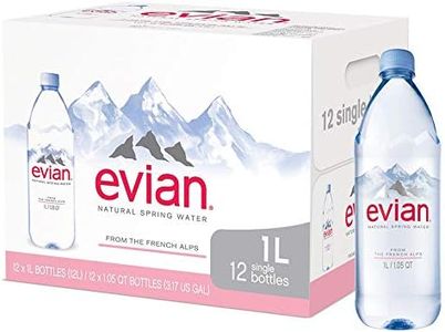 evian Natural Spring Water (One Case of 12 Individual Bottles, Each Bottle is 1 Liter) Naturally Filtered Spring Water in Large Bottles