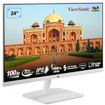 ViewSonic(from USA) 60.96 Cm (24") Full HD Office Monitor, Slim White, IPS, 100Hz,1Ms ResponseTime, AMD Free Sync, Srgb105%, Borderless Design, Eye Care, Wall Mount HDMI | VGA - VA2432-H-W