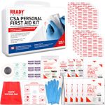 Ready First Aid - CSA Type 1 Personal First Aid Kit with Waterproof Plastic Box, Suitable For Solo Worker In A Low Risk Environment, for Emergency at Workplace, Home, Office, Travel, Car