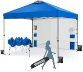 MFSTUDIO 10x10 Pop Up Canopy, Gazebo Shelter Sun Shade Canopies Outdoor Tent with 1 Removable Sidewall, Easy Set-up Folding Instant Shelter for Beach, 100 Sq. Ft of Shade