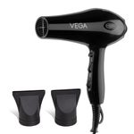 Vega Vhdp-02 Professional Hair Dryer For Women & Men- (Pro Touch 1800-2000W) Cool Shot Button & 2 Detachable Nozzles|Black|2000 Watt