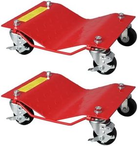 Heavy Duty Car Dolly Set of 2 with Brakes, 1500 Lbs per Dolly Car Skates for Moving Vehicles, 3.5 Inch Wheel Tire Dollies for Cars, Trucks, Motorcycles in Garage, Orange