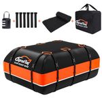 Car Roof Box, 21 Cubic Feet Roof Bag, 1000D Waterproof Heavy Duty Tear-Resistant Fabric, Rooftop Cargo Carrier for All Vehicle with/without Racks, Included Luggage lock, Anti-Slip Mat, 6 Door Hooks.