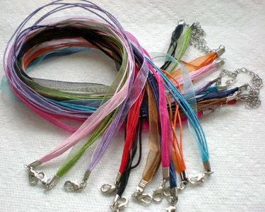 100pcs Mixcolor 4+1 Voile Ribbon Necklace Cord 18" w/Extender~Jewelry Making~