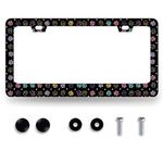 Colorful Dog Paws License Plate Frame Cute Animal Footprint Print License Plate Personalise Stainless Steel Rust-Proof Auto Parts Funny License Plate Cover Decoration with Screws12.3 x 6.3" Men Women