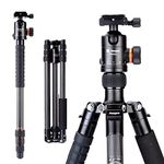 Fotopro 68" Carbon Fibre Travel Tripod, Professional Camera Tripod with Ball Head QR Plate, Detachable Monopod Heavy Duty Travel Tripod Max Load 26.45lbs/12kg