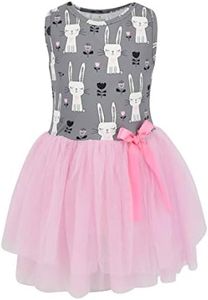 Unique Baby Bunny Tutu Easter Dresses for Girls Cute Girls Easter Dress Long Sleeve Easter Dresses for Toddlers Kids Easter Outfit (9/4XL, Grey)
