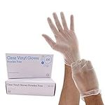 1ABOVE 100 Clear Vinyl Disposable Gloves | Latex | Powder Free | Use For Food, Safety, Cleaning, etc…(Small)