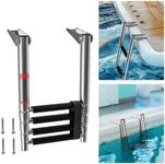 LUISLADDERS Boat Ladder 4 Step Folding for Fishing Boat, 900 lbs Capacity 316 Stainless Steel Dock Ladder Extension for Lake Flip Up, Telescoping Swimming Pool Ladder for Boat, Yacht, Pond