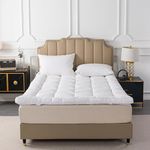 BEIVIG Breathable Mattress Topper, Soft Plush Short Queen Mattress Pad for RV Camper, Extra Thick Quilted Pillow Top with Fluffy Down Alternative Fill and 400TC Cotton Cover(White,60"x75")