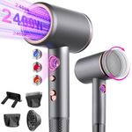 Tisoutec Hair Dryer,Travel Hairdryer with Diffuser,Professional Ionic Hair Dryer+Powerful AC Motor 2400W|4-in-1 Hair Dryer|Hot/Cold Button|3 Heat&3 Speed|Hair Dryers & Accessories for Women/Men Home