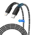 Opluz Extra Long iPhone Charger Cord 5M,[MFi Certified] 5 M USB C to Lightning Cable Fast Charging Nylon Braided iPhone Charger Cable for iPhone 13/13 Pro/13 Pro Max/12/11, iPad, AirPods Pro