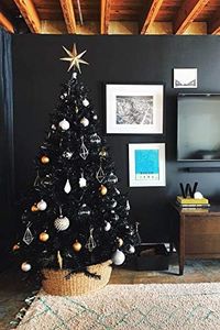 Perfect Holiday 4' Black Canadian Pine Christmas Tree | 291 Tips, Dia 30" | Includes Metal Stand