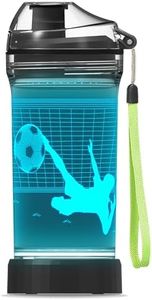 YuanDian Football Gifts for Boys, Light Up Kids Water Bottle with 3D Illusion Lamp- 14 OZ Tritan BPA Free - Cool Drinking Cups Gift for School Kids Boy Child Sport Football Lovers
