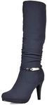 DREAM PAIRS Women's Sarah Navy New Knee High Platform Heel Boots Size 7.5 M US