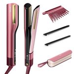 Shark SilkiPro Hair Straightener & Dryer | Ceramic Wet to Dry | HeatSense Plates | No Heat Damage | Salon-Quality Finish | All Hair Types | Storage Case - Rose Petal | HT401UKPK