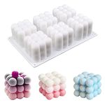 Bubble Cube Candle Molds, 6 Cavity Bubble Candle Silicone Mold for Candles Making, 3D Bubble Silicone Mold for Baking Chocolate Mousse Cake Dessert