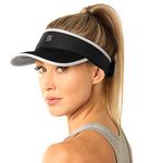 SAAKA Super Absorbent Visor for Women. Best for Running, Tennis, Golf & All Sports. Soft, Lightweight & Adjustable. (Black)