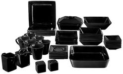 10 Strawberry Street Nova Square 45 Piece Dinnerware Set, Black