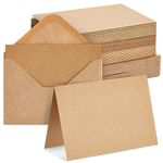 48 Pack Kraft Brown Blank Greeting Cards with Envelopes, Folded Cardstock for DIY Wedding, Birthday Invitations, Crafts (4x6 in)