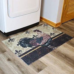 Sunnydaze Kitchen Floor Mat - 23 inches L x 35 inches W - Decorative Indoor Rubber and Polyester Mat - Ideal for Kitchen, Laundry Room, Office or Entryway - Brown Rooster