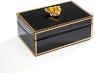 Philip Whitney Black Gold Trim W Amb Geode 8x5 Jewelry Box