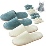 6 Pairs Spa Slippers, Washable & Re