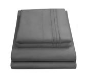 Sweet Home Collection Luxury Bedding Set with Flat, Fitted Sheet, 2 Pillow Cases, Microfiber, Gray, Full