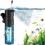 FishCheers Aquarium Filter for 25-198 Gal Fish Tanks, Green Killing Machine with 9W U-V Light Small Fish Tank Filters, Maximum Flow 185 GPH Submersible Aquarium Filter