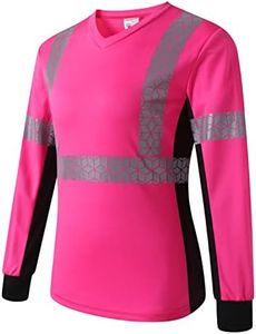 HoliSecure Women Safety Shirt,High Reflective T Shirt for Woman with Unusual Reflective Pattern,Short Sleeve Breathable, Pink-02, Medium