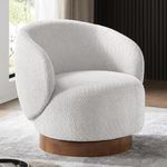 KISLOT Swivel Accent Chair Modern Round Barrel Armchair Upholstered Performance Fabric for Bedroom Reading Waiting Living Room, 22-inch Wide Seat, Light Grey