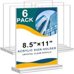 Arrobust 8.5 x 11 Acrylic Sign Holder Clear Display Table Signs Stand, Double Sided T Shape Flyer Holder Plastic for Picture Paper Frame Holder Home Office Menu Retail Show Fair, 6 Pack