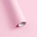 118"x17.7" Pink Peel and Stick Wallpaper Solid Color Pink Wallpaper Solid Color Pink Contact Paper Self-Adhesive Removable Wallpaper for Wall Covering Furniture Cabinet Countertop Vinyl Roll