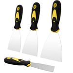 SUSSURRO 4 Pack Putty Knife Scrapers,Spackle Knife,Metal Scraper Tool for Drywall Finishing,Plaster Scraping,Decals and Wallpaper (5”, 4”, 3”, 1.5” Wide)