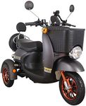 Black 3 Wheeled Retro Style Electric Mobility Scooter with front basket 500W 60V100ah GreenPower