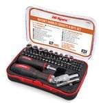 Hi-Spec 61pc 1/4” Hex Driver Bits & Socket Set with Right Angle Ratchet Handle. Easy Repairs with Torx & Small Precision Multi Bits. Impact Screwdriver Bit Set in a Storage Case