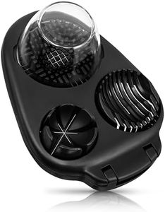 CraftyCrocodile Egg Slicer for Hard Boiled Eggs - 3 Slice Modes, Handy Heavy Duty Stainless Steel Egg Cutter - Kitchen Dicer for Strawberry, Mushroom, Grape, Cherry Tomato (Black)