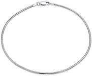 Unisex Simple Plain Snake Chain Anklet Strong Ankle Bracelet For Women Teen .925 Sterling Silver Made In Italy 9 or 10 Inch 1.5MM Plus Size Bracelets For Men