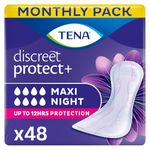 TENA Discreet Maxi Night Incontinence Pads for Heavy Bladder Weakness, 48 Incontinence Pads (6 x 8 Packs) for Women, Specifically Designed for Night Time Protection