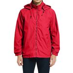 Mens Windbreaker Jacket Waterproof Lightweight Hooded Rain Jacket Packable Casual Sportswear Red M