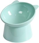 Tilted Elevated Cat Food Bowl - Cat Bowls Whisker Friendly Anti Vomiting Slanted Cat Feeding Bowls Cute Shallow Cat Bowl (Tall Cat Bowl-Green)