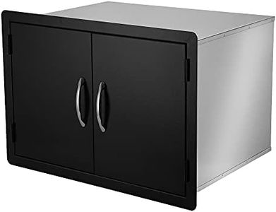 Stanbroil Double Door Dry Storage Pantry - 30-Inch Access Door Black Steel Cabinet Storage for Outdoor Kitchen, BBQ Island, Patio Grill Station